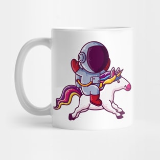 Cute Astronaut Riding Unicorn Cartoon Mug